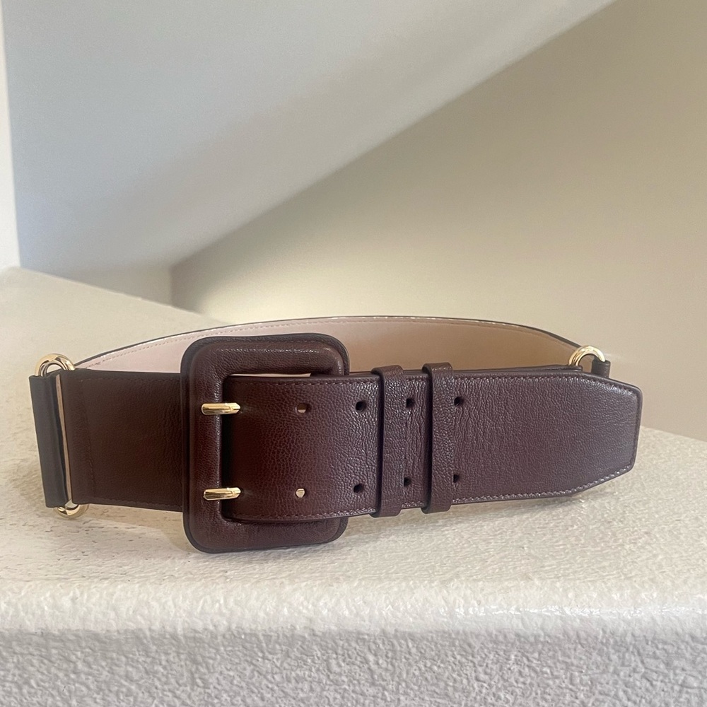 Cole Haan Brown Leather Belt with Gold Buckle